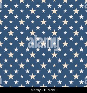 Star shapes on blue background seamless pattern Stock Vector