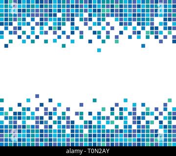 Blue pixel style border background Stock Vector