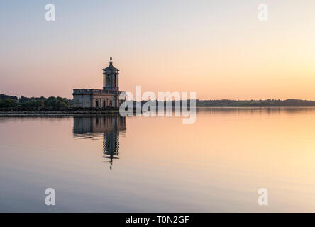 Normanton Church on Rutland Water, Leicestershire; on a calm evening. Stock Photo