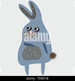 Vector illustration with bunny in cartoon style Stock Vector