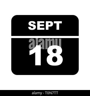 September 18th Date on a Single Day Calendar Stock Photo