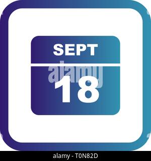 September 18th Date on a Single Day Calendar Stock Photo