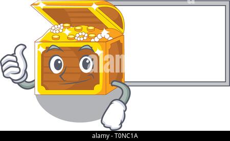 Thumbs up with board treasure underwater isolated with the mascot Stock Vector