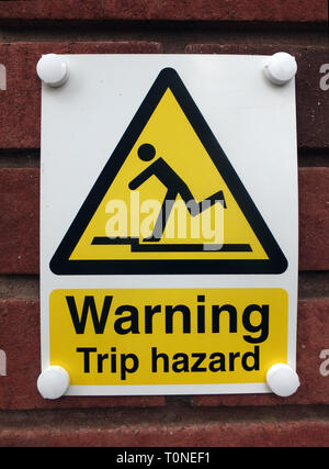 Trip Hazard Warning Sign Stock Photo