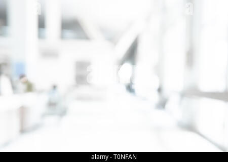 Abstract blurred white doctor medical office room background concept for blur empty space grey modern hospital clinic pharmacy, light clean interior r Stock Photo
