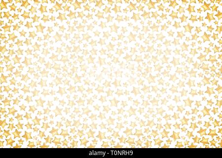 A lot of cute golden stars, wide background on white Stock Vector