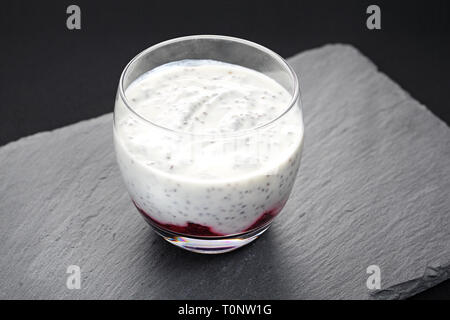 Healthy vanilla chia pudding in a glass Stock Photo