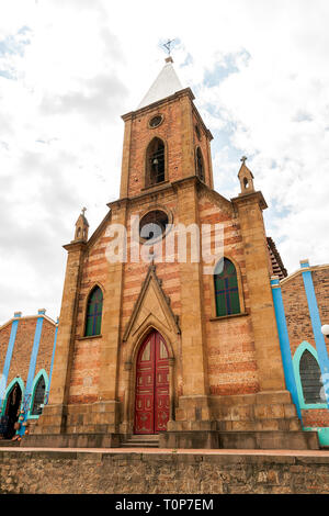 Facade Of St. Anthony Church in Ráquira - Boyacá, Colombia Stock Photo