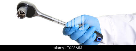 The key for the car repair man holding in his hand Stock Photo