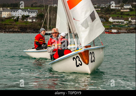 Schull, West Cork, Ireland. 21st Mar, 2019. The Munster Schools Team Racing Sailing Championships were held in Schull today. The event brought teams of 6 from 13 schools across Munster. The event concludes next Thursday. Credit: Andy Gibson/Alamy Live News Stock Photo