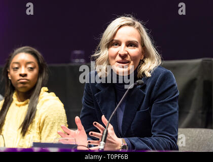 London, UK. 21st Mar, 2019. during the 2019 Superstars of Gymnastics Press Conference at The Crystal on Thursday, 21 March 2019. LONDON ENGLAND. (Editorial use only, license required for commercial use. No use in betting, games or a single club/league/player publications.) Credit: Taka G Wu/Alamy News Credit: Taka Wu/Alamy Live News Stock Photo