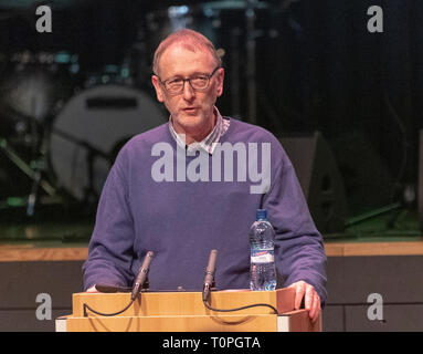 Lausanne, Switzerland. 21st March, 2019. Thomas Busset (International Center for Sport Studies Neuchâtel CIES) who is testifying at the 13th day of anti-racism action that occurred at the BCV Concert Hall in Lausanne, Switzerland on the 21st March, 2019. Credit: Eric Dubost/Alamy Live News Stock Photo