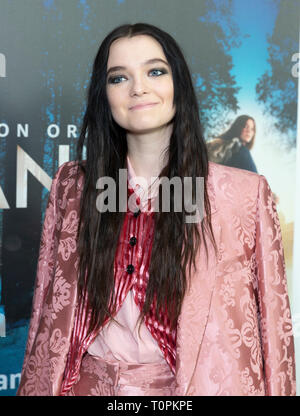 New York, NY - March 21, 2019: Esme Creed-Miles wearing dress by Ann Demeulemeester attends season 1 of Hanna launch on Amazon Prime Video at Whitby hotel Credit: lev radin/Alamy Live News Stock Photo