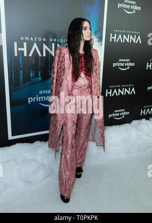 New York, NY - March 21, 2019: Esme Creed-Miles wearing dress by Ann Demeulemeester attends season 1 of Hanna launch on Amazon Prime Video at Whitby hotel Credit: lev radin/Alamy Live News Stock Photo