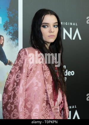 New York, NY - March 21, 2019: Esme Creed-Miles wearing dress by Ann Demeulemeester attends season 1 of Hanna launch on Amazon Prime Video at Whitby hotel Credit: lev radin/Alamy Live News Stock Photo