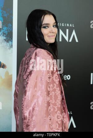 New York, NY - March 21, 2019: Esme Creed-Miles wearing dress by Ann Demeulemeester attends season 1 of Hanna launch on Amazon Prime Video at Whitby hotel Credit: lev radin/Alamy Live News Stock Photo