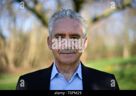 Gelsenkirchen, Germany. 21st Mar, 2019. Helmut Kremers, former Bundesliga football player, stands on the grounds of the Haus Leythe golf club. He and his brother celebrate 70th birthday on 24 March 2019. (to dpa Popstars of football: The indomitable Kremers-twins turn 70 from 22.03.2019) Credit: Ina Fassbender/dpa/Alamy Live News Stock Photo