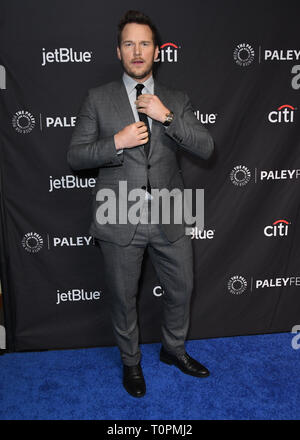 Hollywood, California, USA. 21st Mar, 2019. 21 March 2019 - Hollywood, California - Chris Pratt. 2019 PaleyFest LA - NBC's 'Parks and Recreation' 10th Anniversary Reunion held at The Dolby Theater. Photo Credit: Birdie Thompson/AdMedia Credit: Birdie Thompson/AdMedia/ZUMA Wire/Alamy Live News Stock Photo