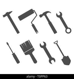 Tools icon set. Vector illustration flat Stock Vector