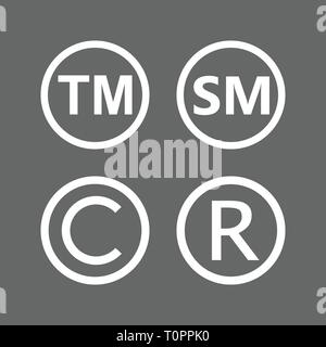 Copyright, registered trademark, smartmark icons set Vector illustartion Stock Vector