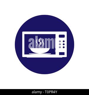 Vector illustration, flat design. Home appliance, kitchen microwave icon Stock Vector