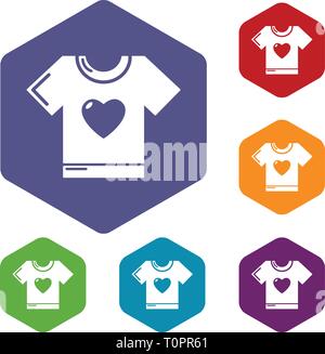T-shirt heart icons vector hexahedron Stock Vector