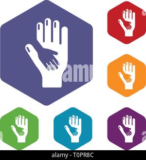 Caring hand icons vector hexahedron Stock Vector