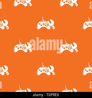 Gamepad repair pattern vector orange Stock Vector