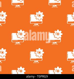 Monitor repair pattern vector orange Stock Vector