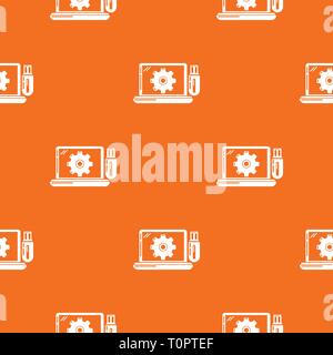 Laptop repair pattern vector orange Stock Vector