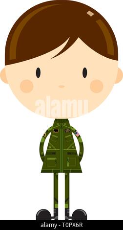 Cartoon American Style Air Force Fighter Pilot Armed Forces Illustration Stock Vector