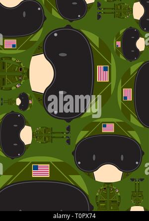 Cartoon American Style Air Force Fighter Pilot Armed Forces Pattern Stock Vector