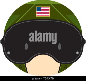 Cartoon American Style Air Force Fighter Pilot Head Stock Vector