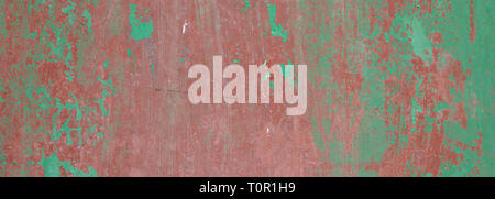 Green red color, painted and faded wall texture grunge background, banner Stock Photo