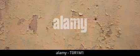 Beige light brown color, painted and peeled wall texture grunge background, banner Stock Photo