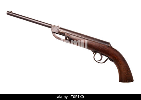 A vintage air pistol on a white background Stock Photo