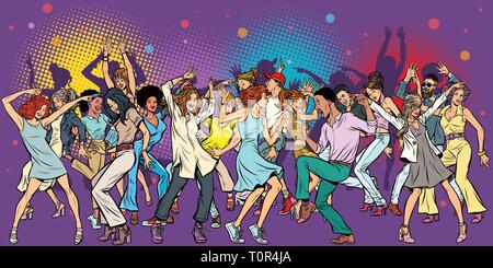 Party at the club, dancing young people. Pop art retro vector illustration vintage kitsch Stock Vector