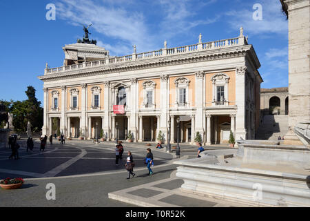 Capitoline Museums, Palazzo dei Conservatori or Palace of the Conservators, & Piazza de Campidoglio Town Square, Capitoline Hill, Capitol Rome Italy Stock Photo