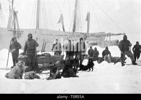 Expedition ship in Arctic sea, Svalbard. Passenger cruise vessel