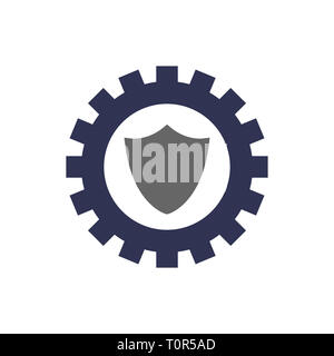 vector illustration gear and shield icon logo design Stock Photo