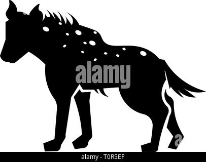 This vector image shows a hyena in glyph icon style. It is isolated on a white background. Stock Vector
