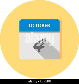 October 4th Date on a Single Day Calendar Stock Photo