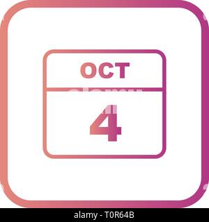 October 4th Date on a Single Day Calendar Stock Photo