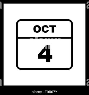 October 4th Date on a Single Day Calendar Stock Photo