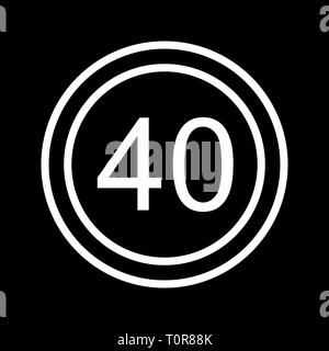 Illustration Speed limit 40 Icon Stock Photo