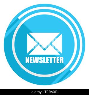 Newsletter flat design blue web icon, easy to edit vector illustration for webdesign and mobile applications Stock Vector