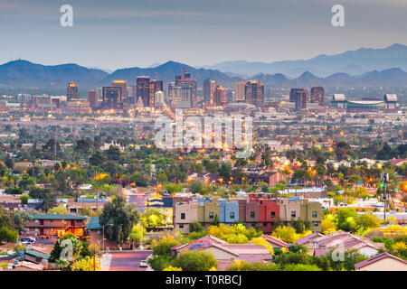 Phoenix, Arizona, USA downtown cityscape at dusk. Stock Photo