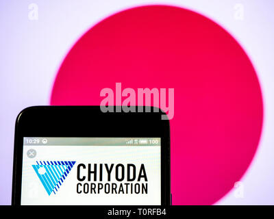 Chiyoda Corporation  logo seen displayed on smart phone. Stock Photo