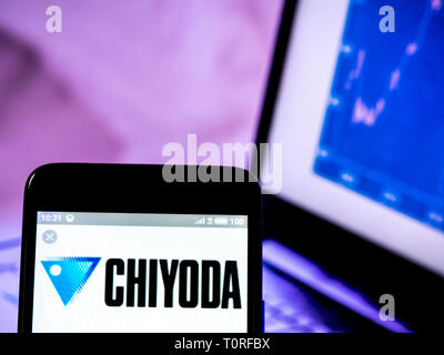 Chiyoda Corporation  logo seen displayed on smart phone. Stock Photo