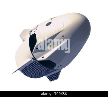 First Commercial Spacecraft Isolated On White Background. 3D Illustration. Stock Photo